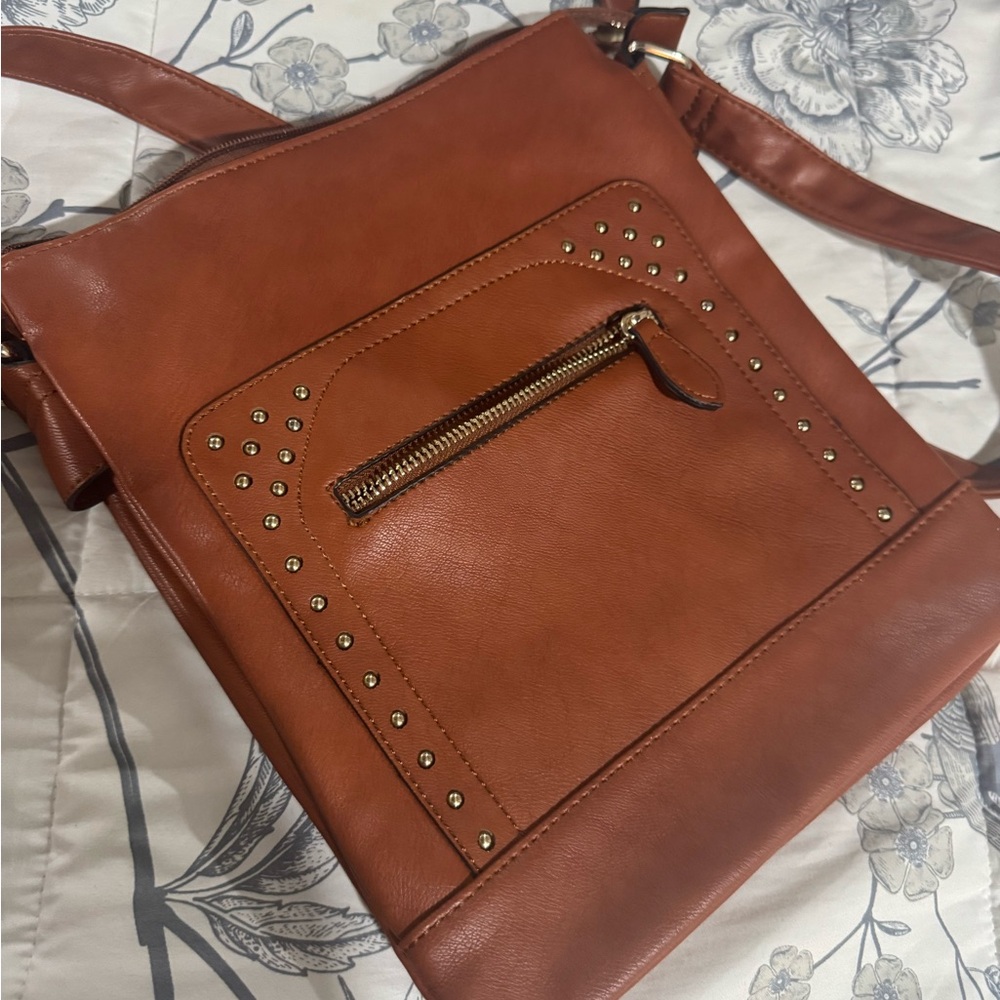Brown Studded Women's Shoulder Bag
